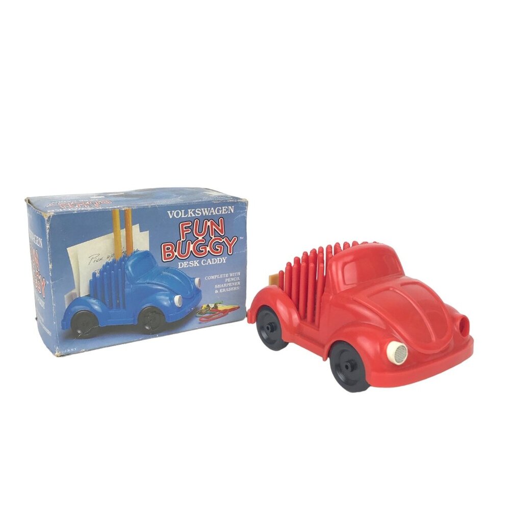 Vintage Volkswagen Fun Buggy Desk Caddy Novelty Red Office Organizer 1970s VW